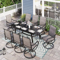 9 Piece Metal Outdoor Patio Dining Set with Swivel Chairs and Extendable Table C550