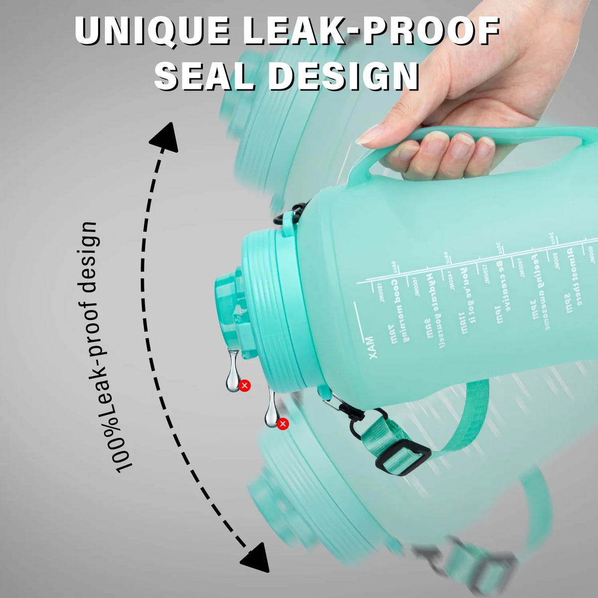 64 oz Half Gallon 2L Water Bottle with Straw Spout and Carrying Handle B249