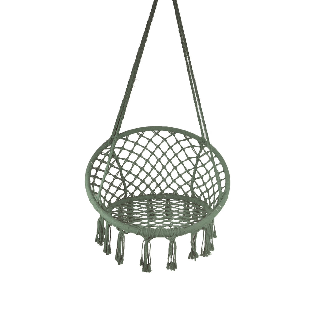 Macrame Outdoor Hammock Chair, Cotton Blend Olive Green, 47” L x 24” W, Capacity 250 lb. T21255