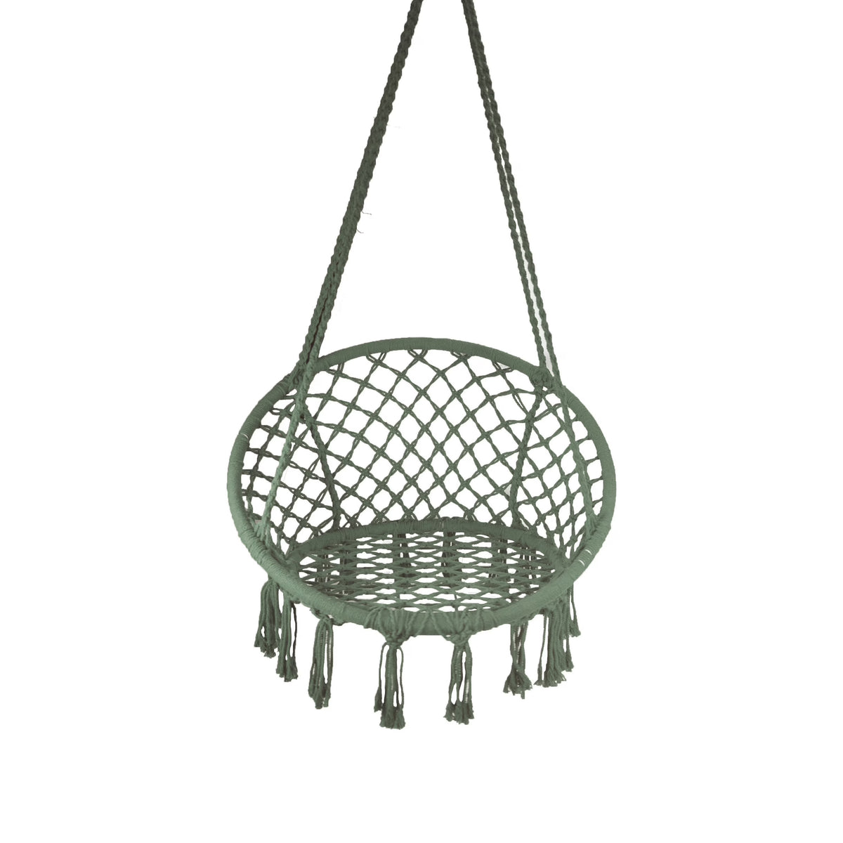 Macrame Outdoor Hammock Chair, Cotton Blend Olive Green, 47” L x 24” W, Capacity 250 lb. T21255
