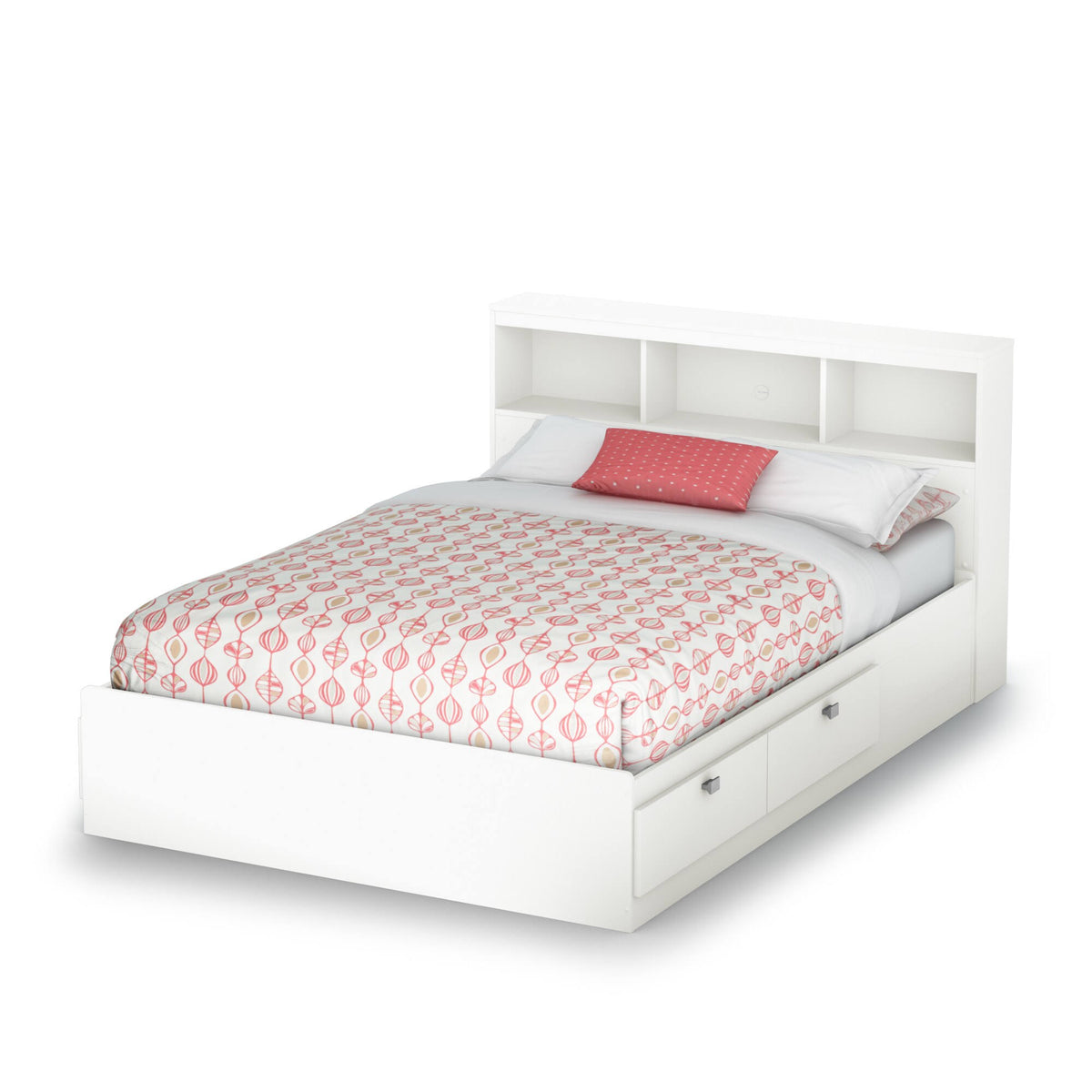 White Full Bookcase Headboard K90671