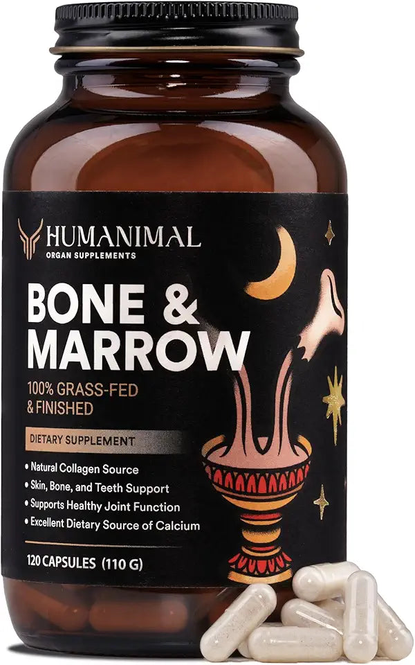 Grass-Fed Freeze-Dried Beef Bone and Marrow Supplement 120 Capsules U474117