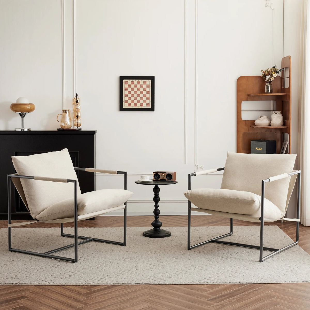 Wheat Yellow Metal Sling Accent Chairs Set of 2 A956569