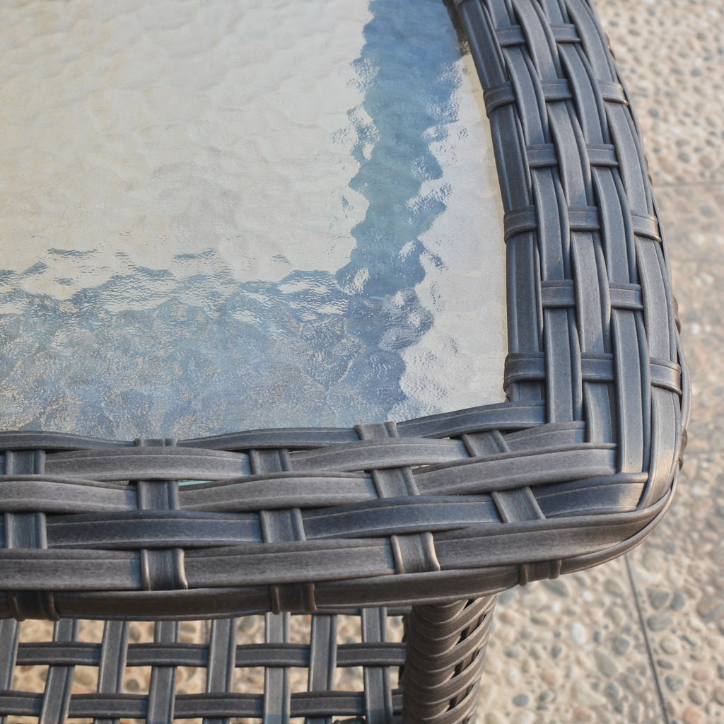 Outdoor Wicker Coffee Table with Glass Top N8988