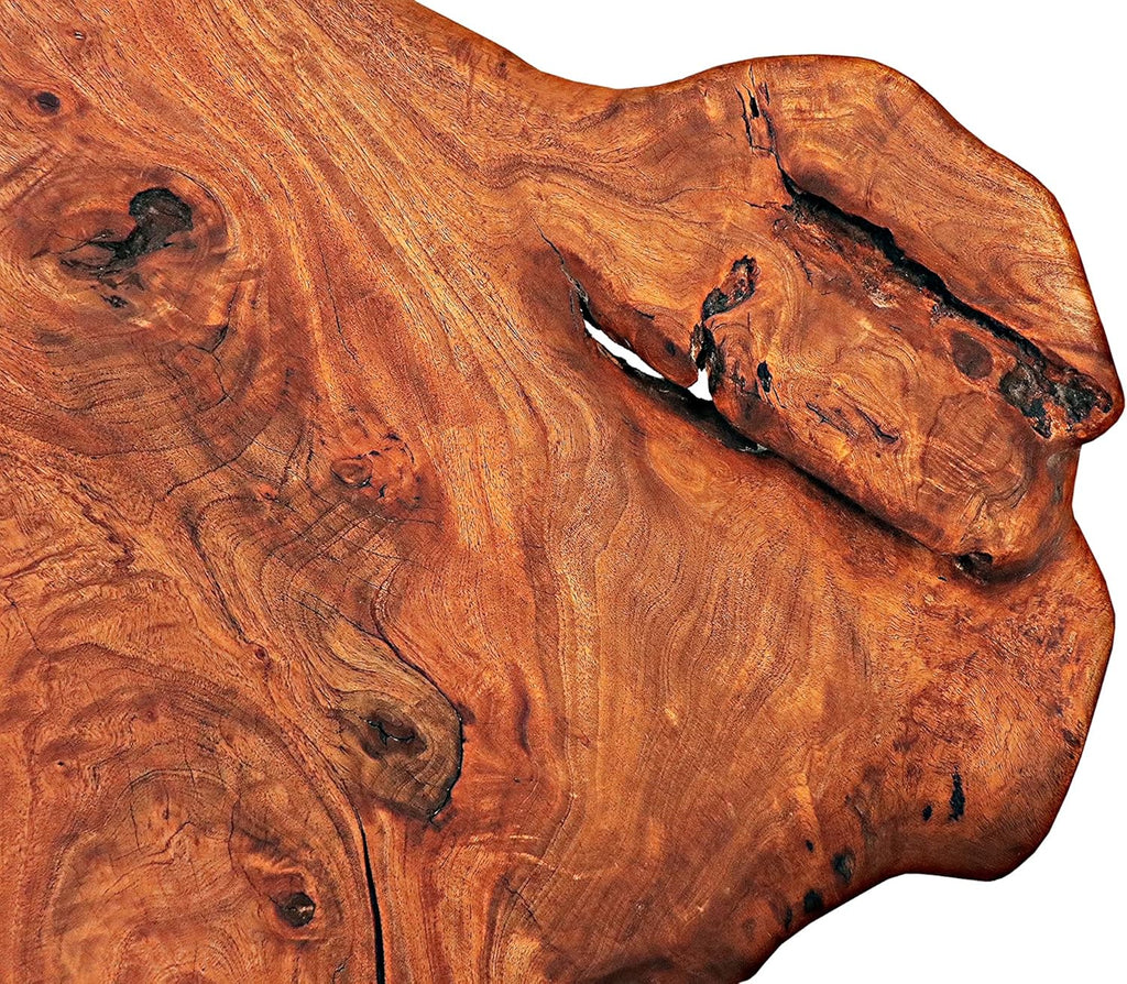 Natural Wood Edge Teak Coffee Table with Clear Lacquer Finish and Metal Hairpin Legs L557186