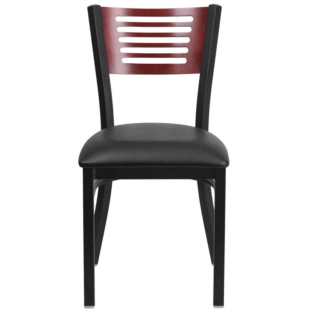 Black Slat Back Metal Restaurant Chair W932