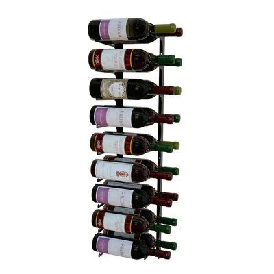 Satin Black 18 Bottle Wall Mounted Wine Rack I713