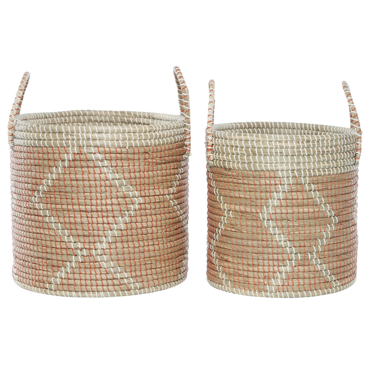 Round Seagrass Set of 2 Storage Baskets with Handles C36700