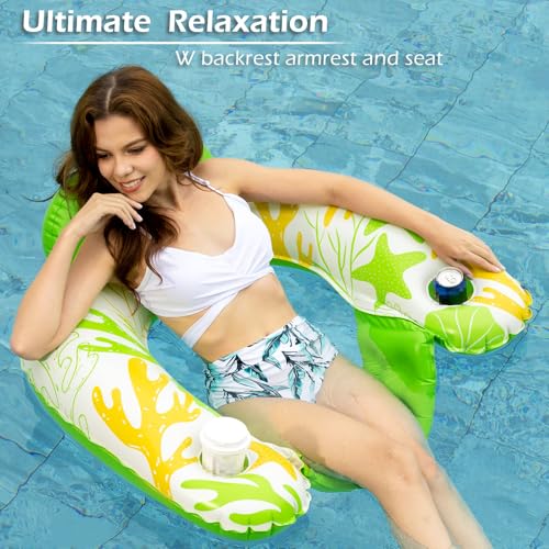Inflatable Pool Float Chair 2 Pack with Cup Holders A16601