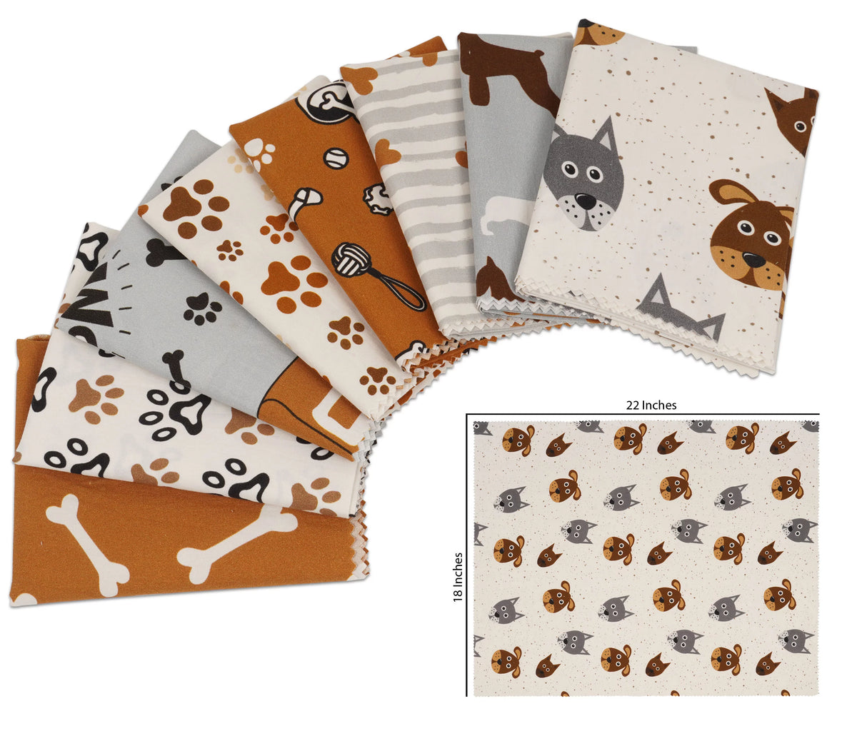 8 Pc 100% Cotton Pre-Cut Quilting Fabric Q1356