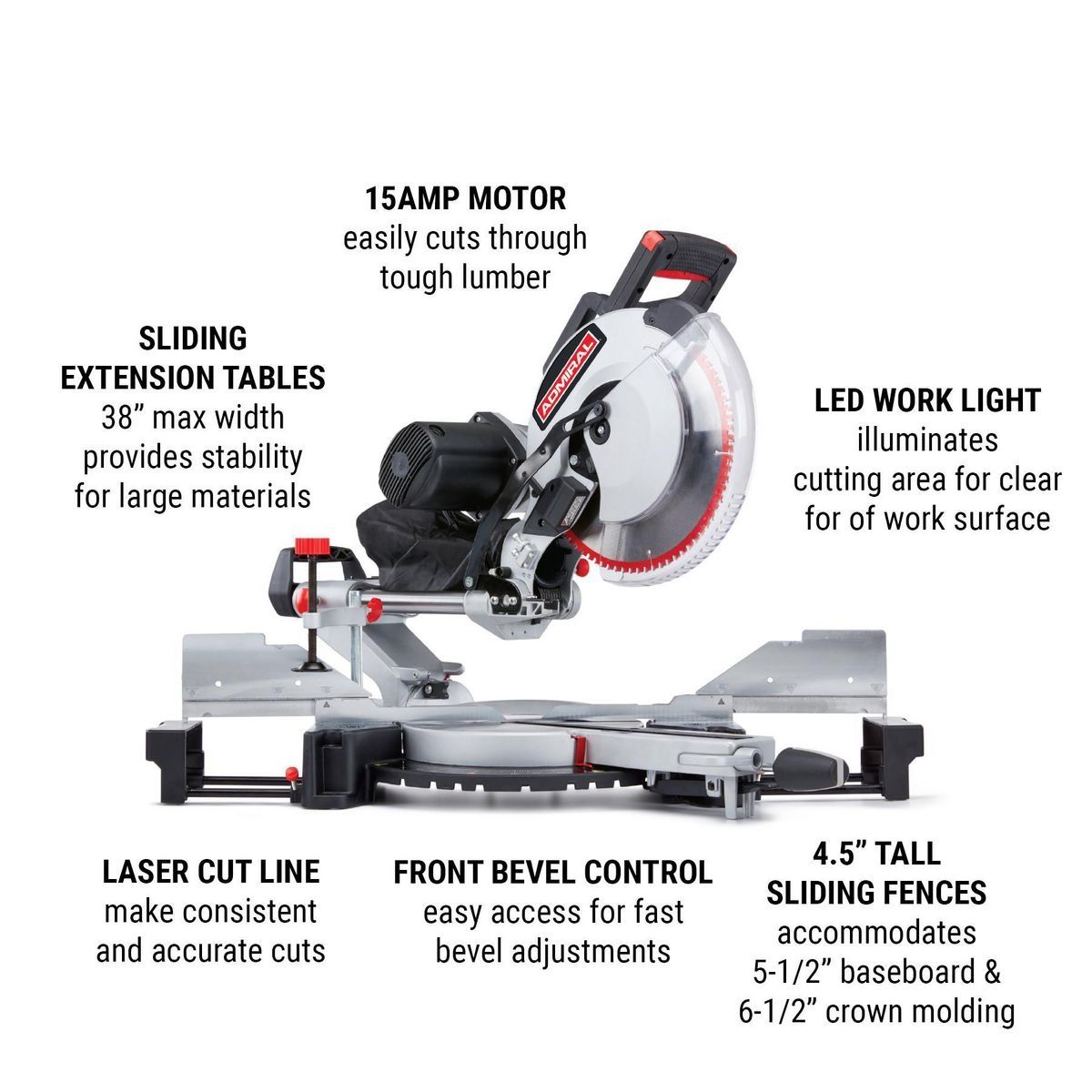 12 in. Dual-Bevel Sliding Compound Miter Saw with LED and Laser Guide S73465