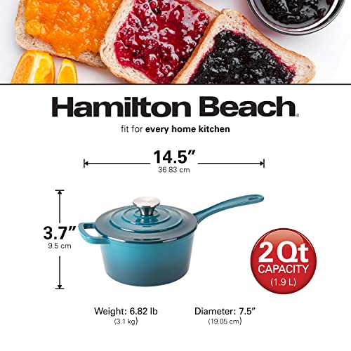 Red Enameled Cast Iron Sauce Pan 2-Quart H222
