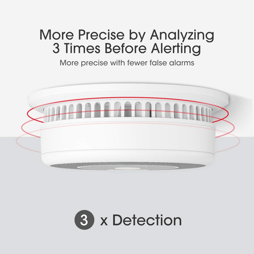 10-Year Battery Smoke and Carbon Monoxide Detector Alarm with LCD Display, Dual Sensor, 5-Pack O9264