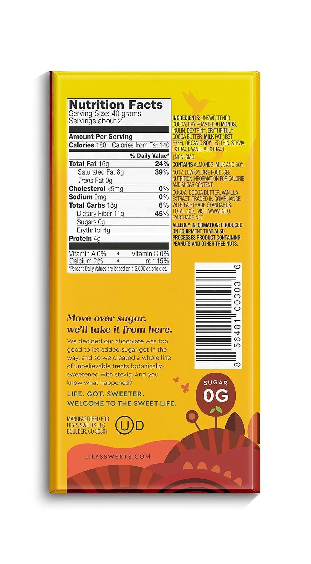 55% Dark Chocolate Bar Sampler, Stevia Sweetened, No Added Sugar, 3 Ounce, 4-Pack U2549