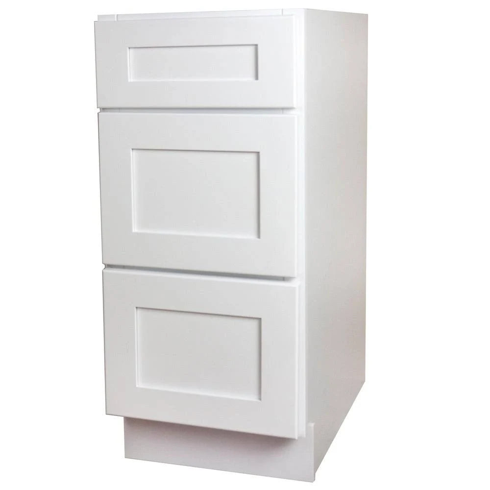 White Shaker 3 Drawer Kitchen Base Cabinet (15x22) M3575