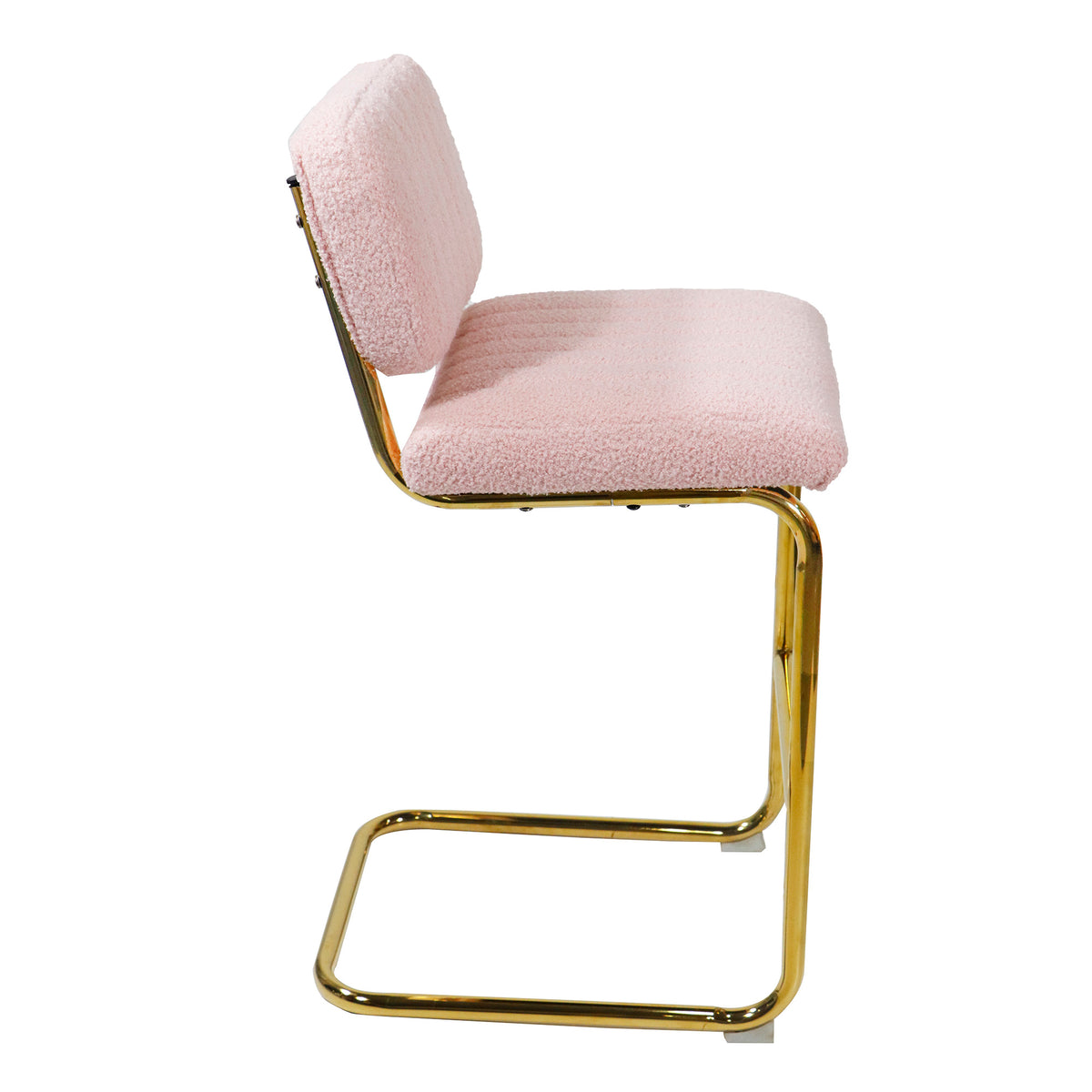 Pink Boucle Fabric Counter Height Bar Stools Set of 2 H333