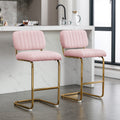 Pink Boucle Fabric Counter Height Bar Stools Set of 2 H333