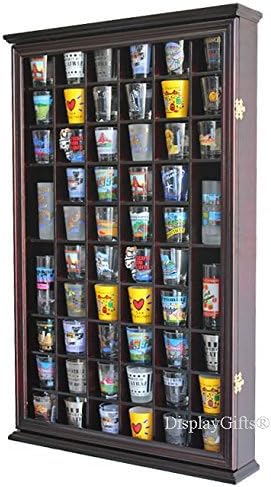 Solid Wood 56 Slot Shot Glass Display Case Q2846