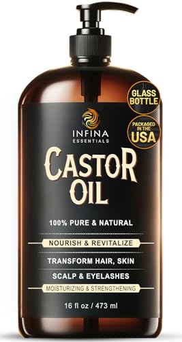 16 fl oz Cold Pressed Castor Oil in Glass Bottle C523