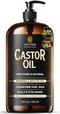 16 fl oz Cold Pressed Castor Oil in Glass Bottle C523