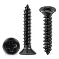 100 PCS #4 X 3/8 inch Stainless Steel Black Coated Flat Head Phillips Wood Screws I41963
