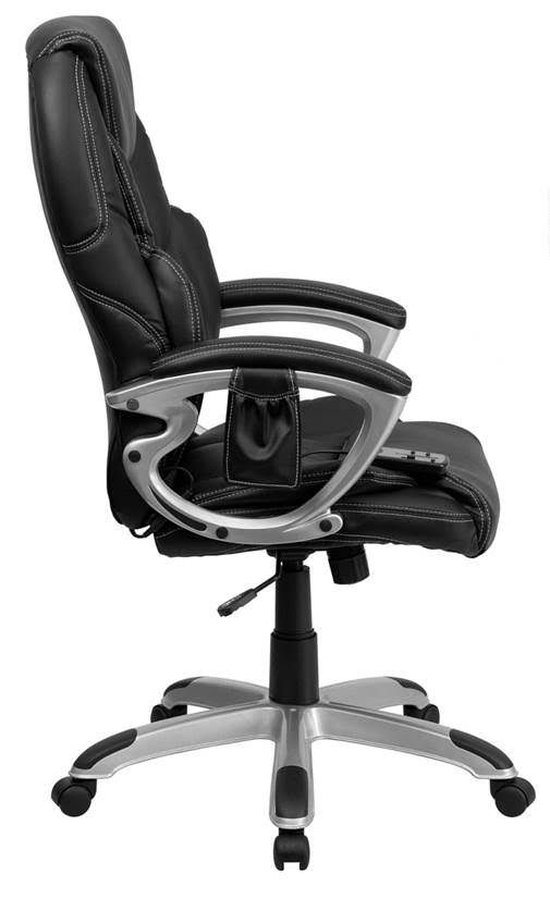 High Back Ergonomic Massaging Swivel Office Chair Black/Silver I350980