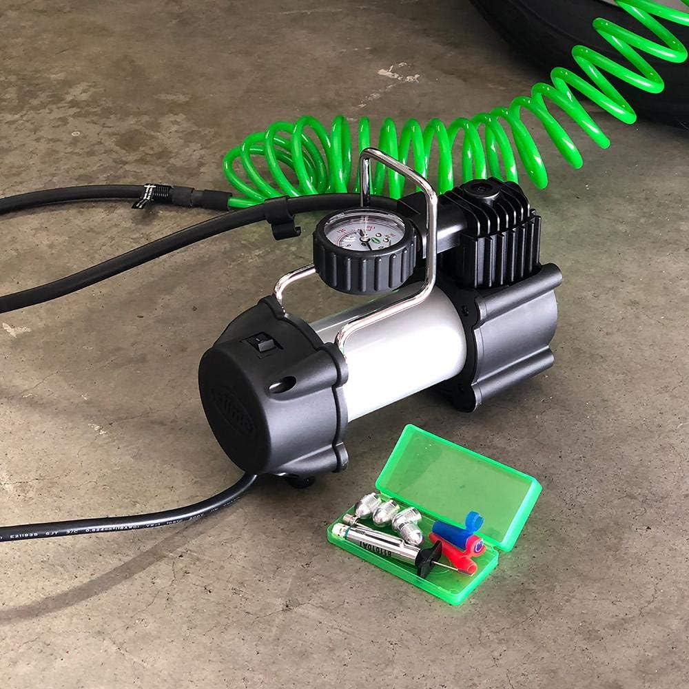 Heavy Duty 120V Tire Inflator Air Compressor with Analog 150 psi Dial Gauge and LED Light Pack of 2 Q483