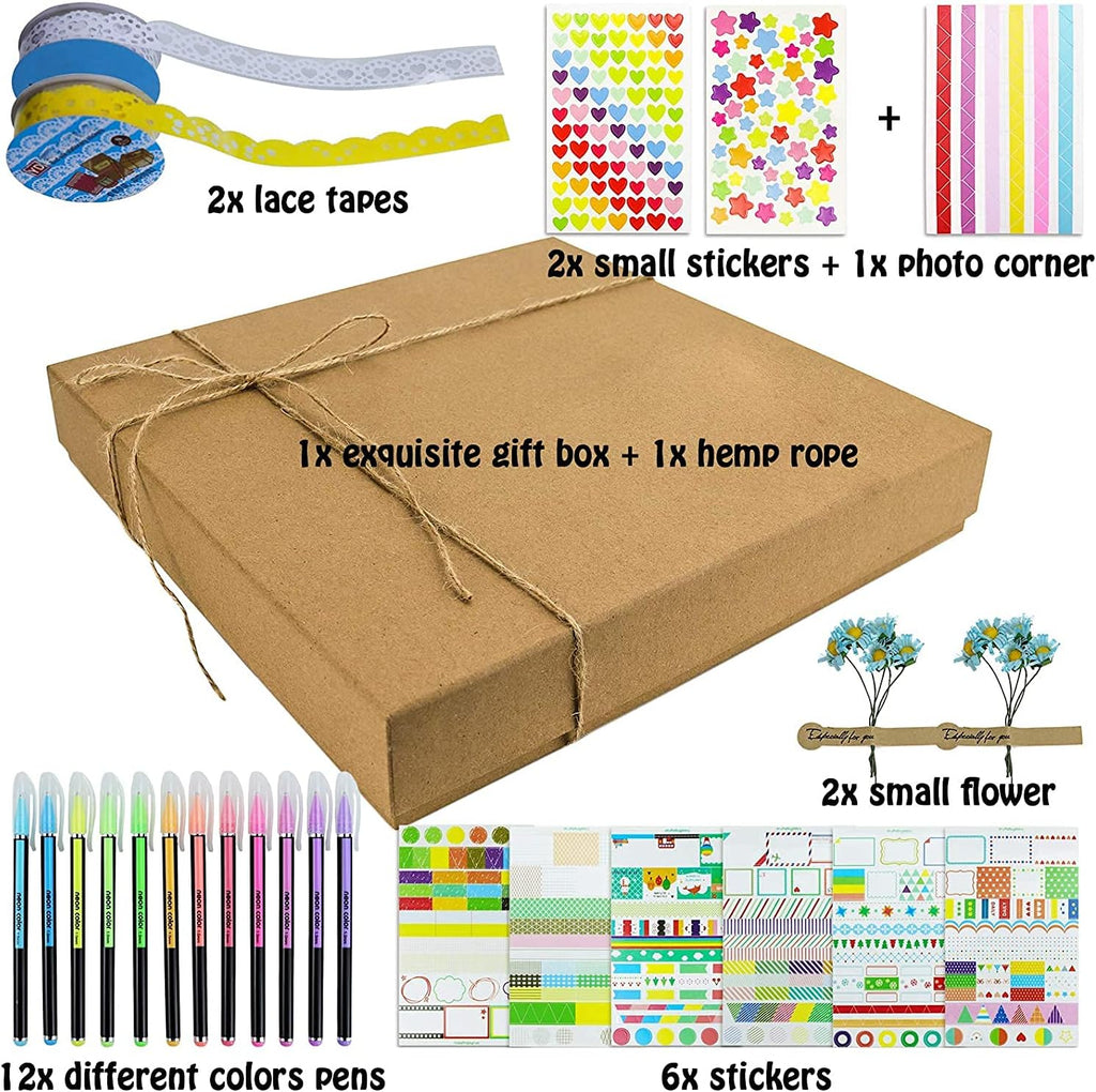 60 Pages Hardcover 8.5x11 Inches 3 Rings Removable Black Paper Scrapbook Photo Album Kit B447