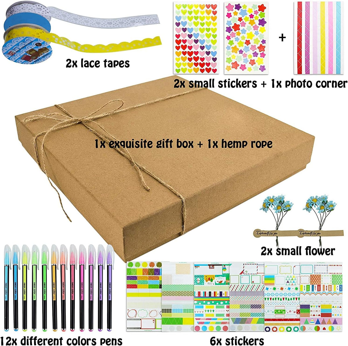 60 Pages Hardcover 8.5x11 Inches 3 Rings Removable Black Paper Scrapbook Photo Album Kit B447