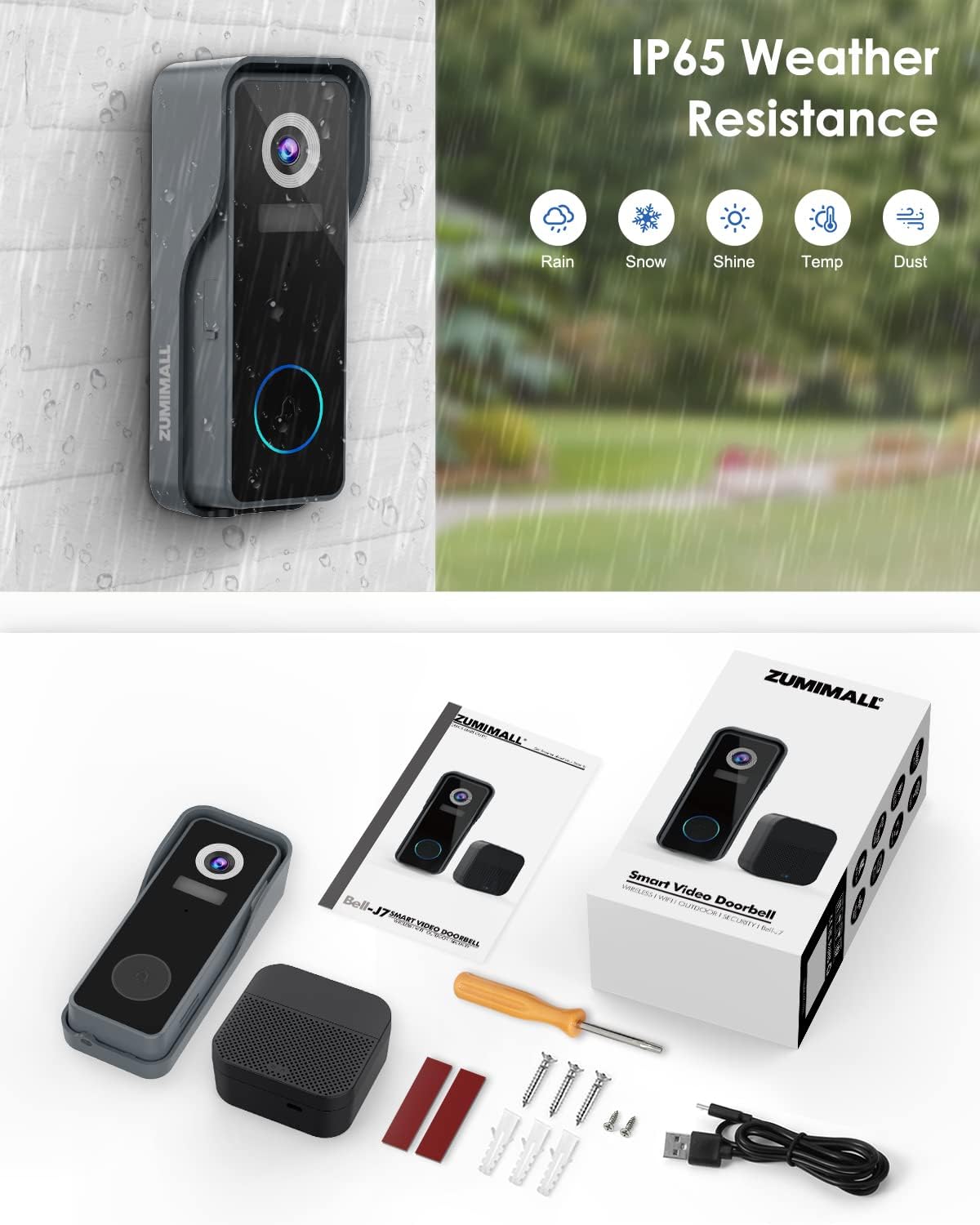 1080P HD Wireless Video Doorbell Camera with Chime W240