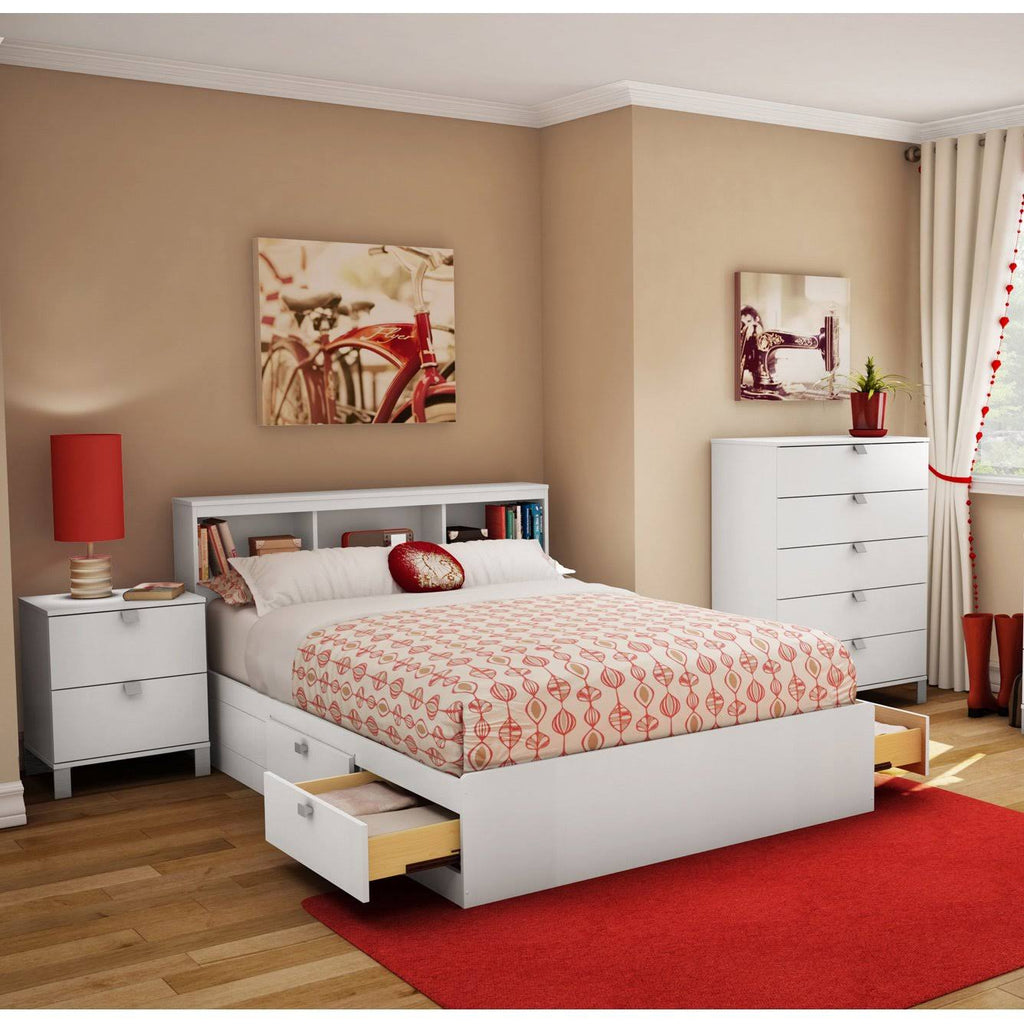 White Full Bookcase Headboard K90671