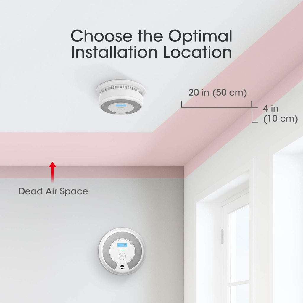 10-Year Battery Smoke and Carbon Monoxide Detector Alarm with LCD Display, Dual Sensor, 5-Pack O9264