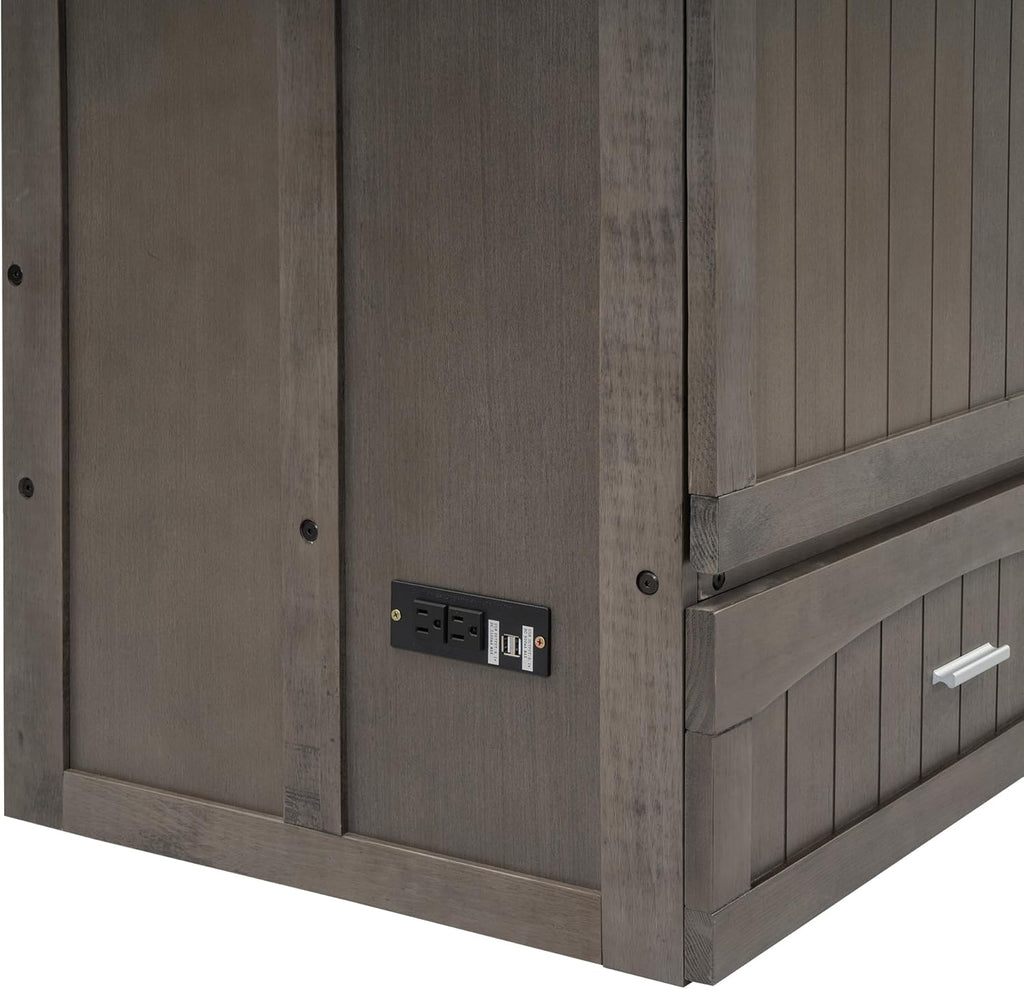 Queen Murphy Bed Cabinet with Drawer and Charging Station G9934