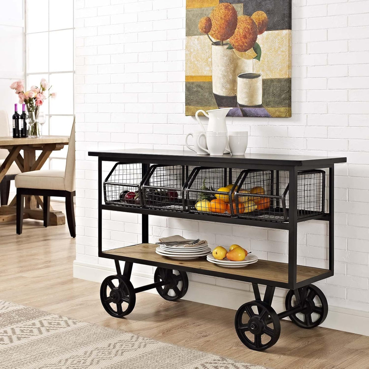 Brown Rolling Kitchen Cart T72100