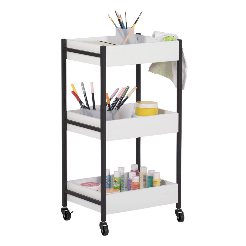 White 3 Bin Rolling Storage Cart L44199