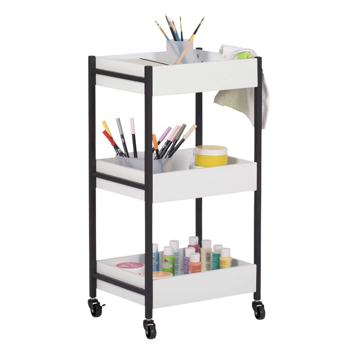 White 3 Bin Rolling Storage Cart L44199