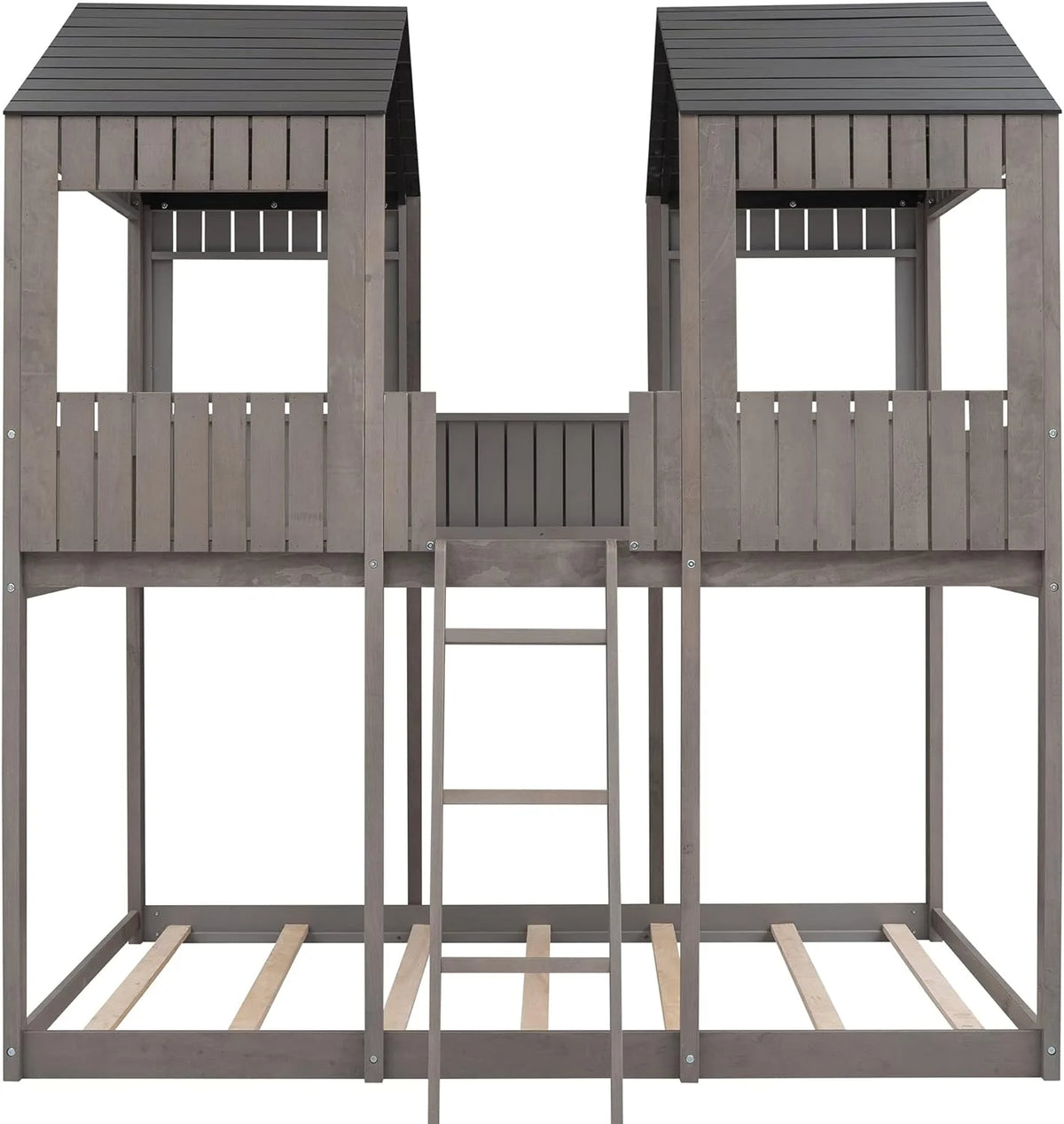Antique Gray Full Over Full Wooden Bunk Bed U87953