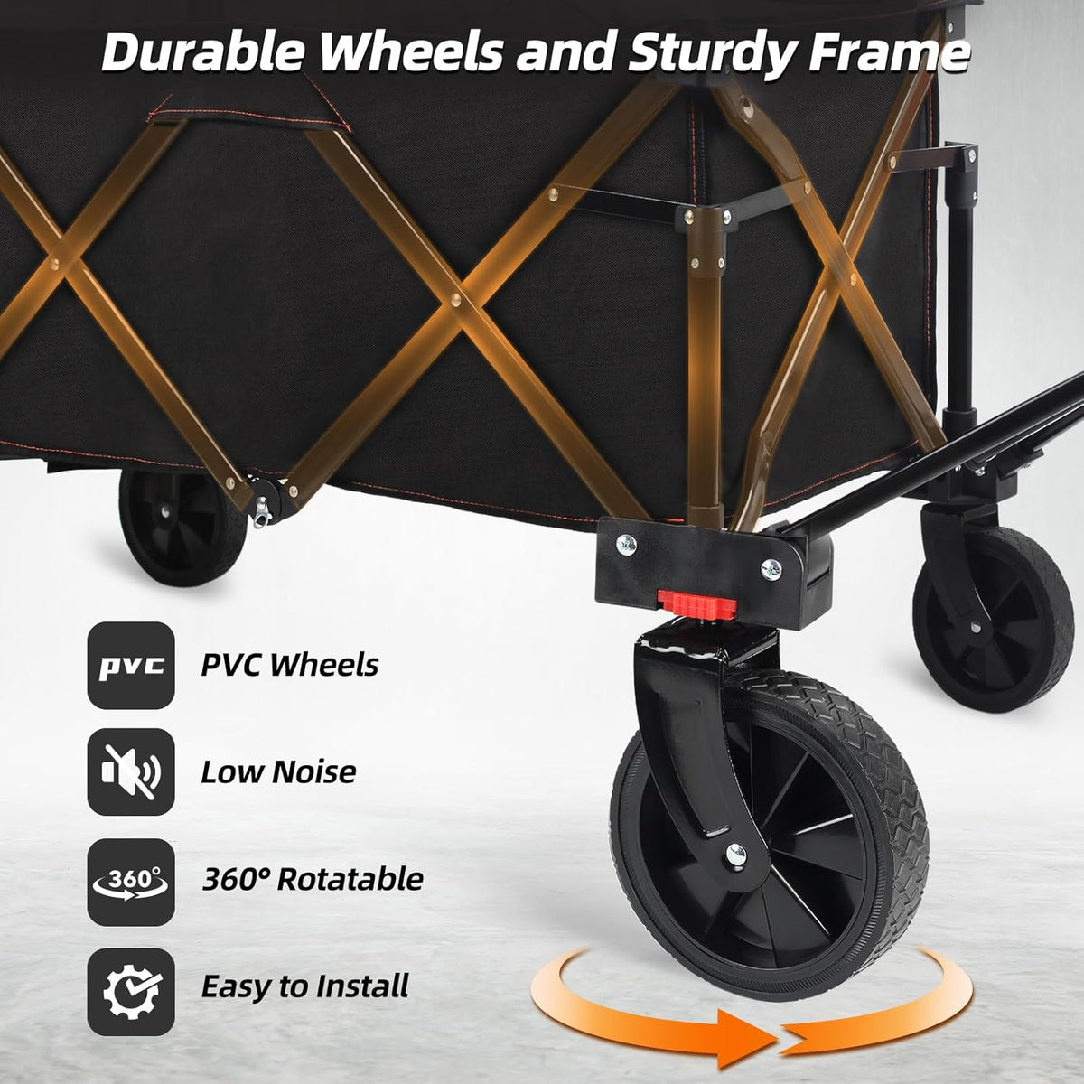 Black Collapsible Folding Utility Wagon Cart L33965