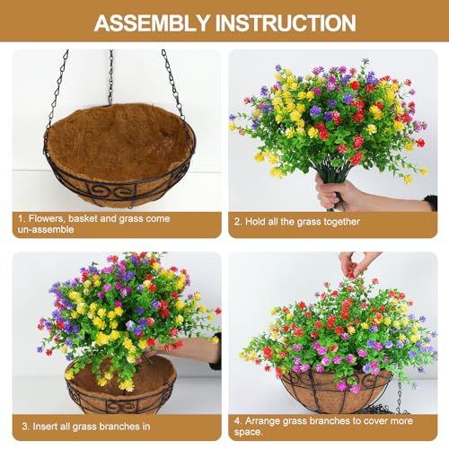 12pcs Artificial Hanging Flowers with Basket Y1380
