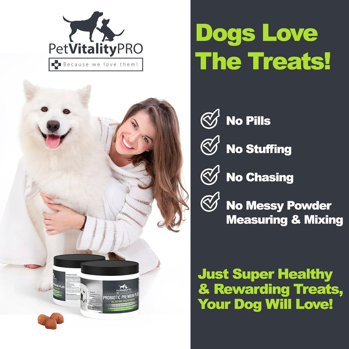 Probiotics for Dogs with Natural Digestive Enzymes, 4 Bill CFUs/2 Soft Chews, 60 Count J97259