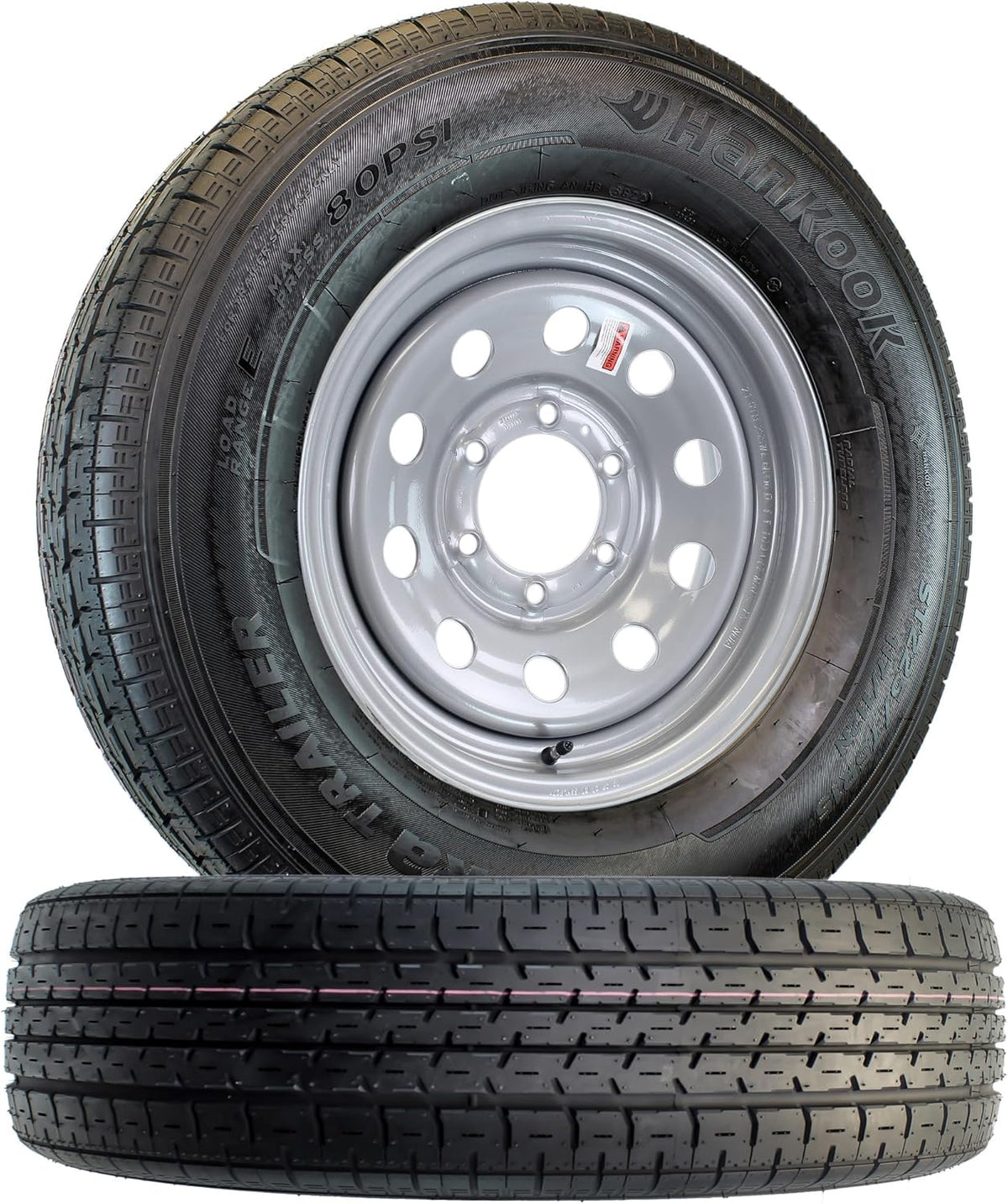 2-Pk Hankook ST225/75R15 Trailer Tire On Silver Mod Rim 6 Lug Wheel LRE Z948