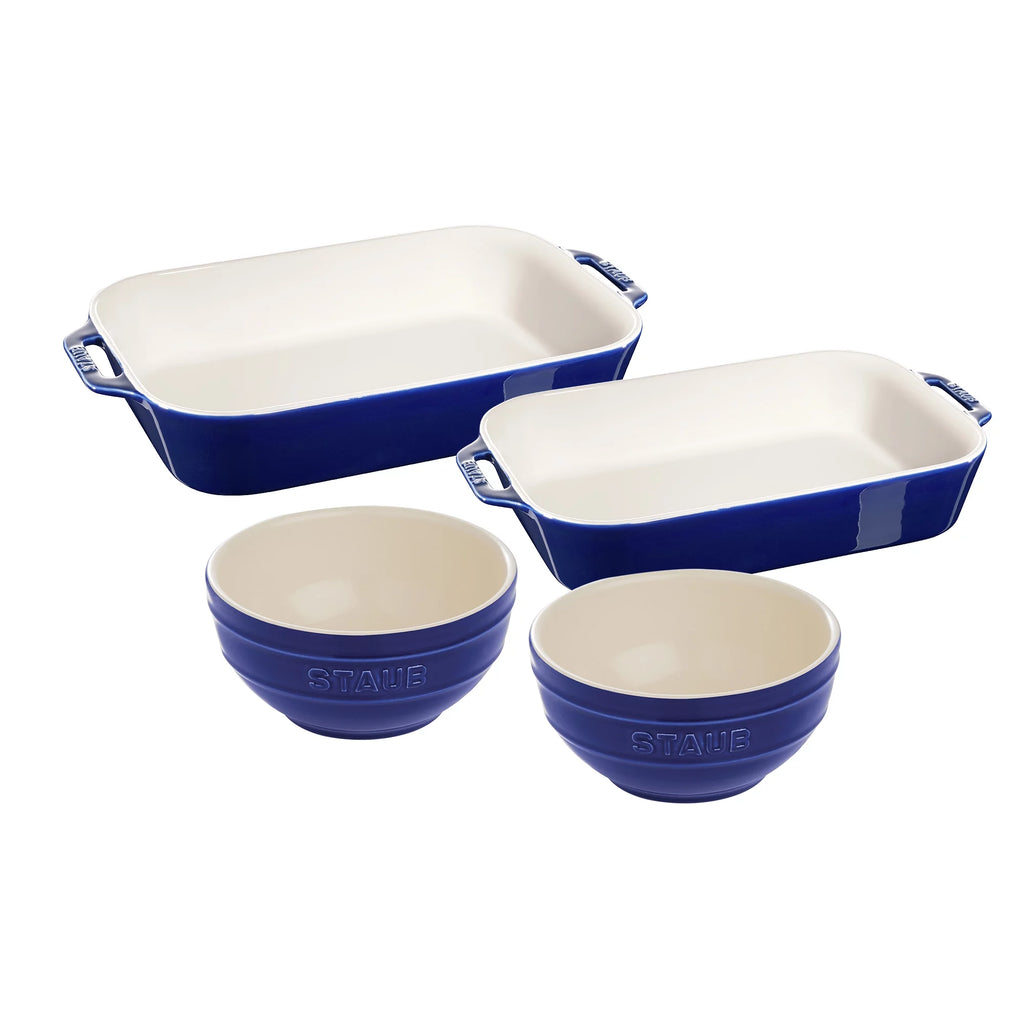 4-pc Dark Blue Ceramic Baking Dish Set Y418515