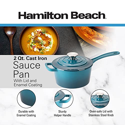 Red Enameled Cast Iron Sauce Pan 2-Quart H222