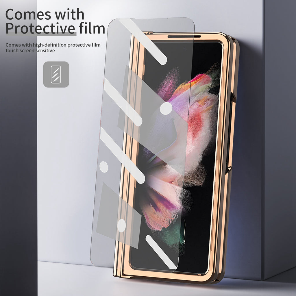 White PC + PU Leather Phone Case for Samsung Z Fold 3 5G O557709
