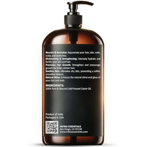 16 fl oz Cold Pressed Castor Oil in Glass Bottle C523