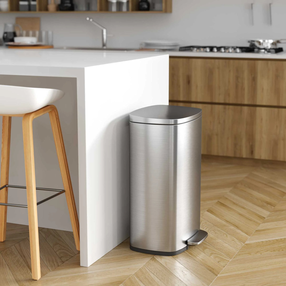13.2 Gallon and 1.32 Gallon Stainless Steel Step Trash Can U473204