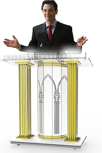 Acrylic Podium with Casters Floor Standing Rolling Lectern X111
