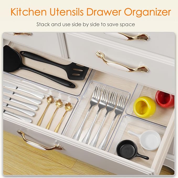 10 Pack Clear Plastic Drawer Organizer Trays I96933