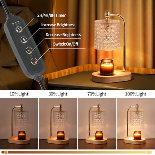 Gold Electric Candle Warmer Lamp with Timer and Dimmer Z68218