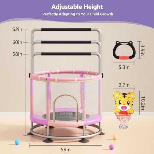 60" Round Baby Toddler Trampoline with Enclosure Net M3527